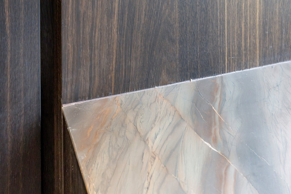 minotticucine Modern Classic Dark Brown Kitchen with Stone Countertops and Gaggenau Refrigerators