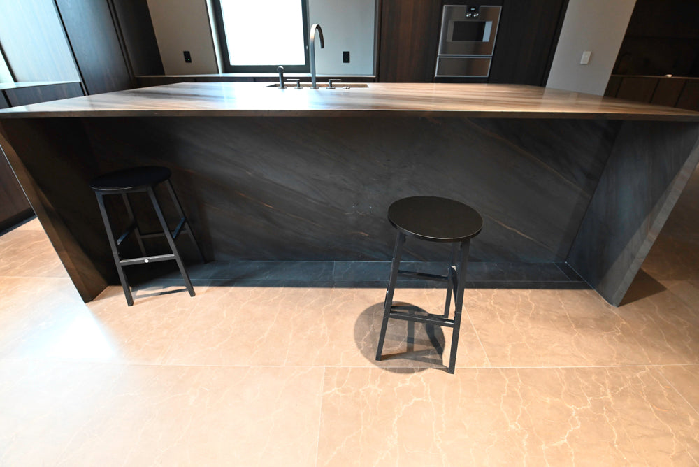 minotticucine Modern Classic Dark Brown Kitchen with Stone Countertops and Gaggenau Refrigerators