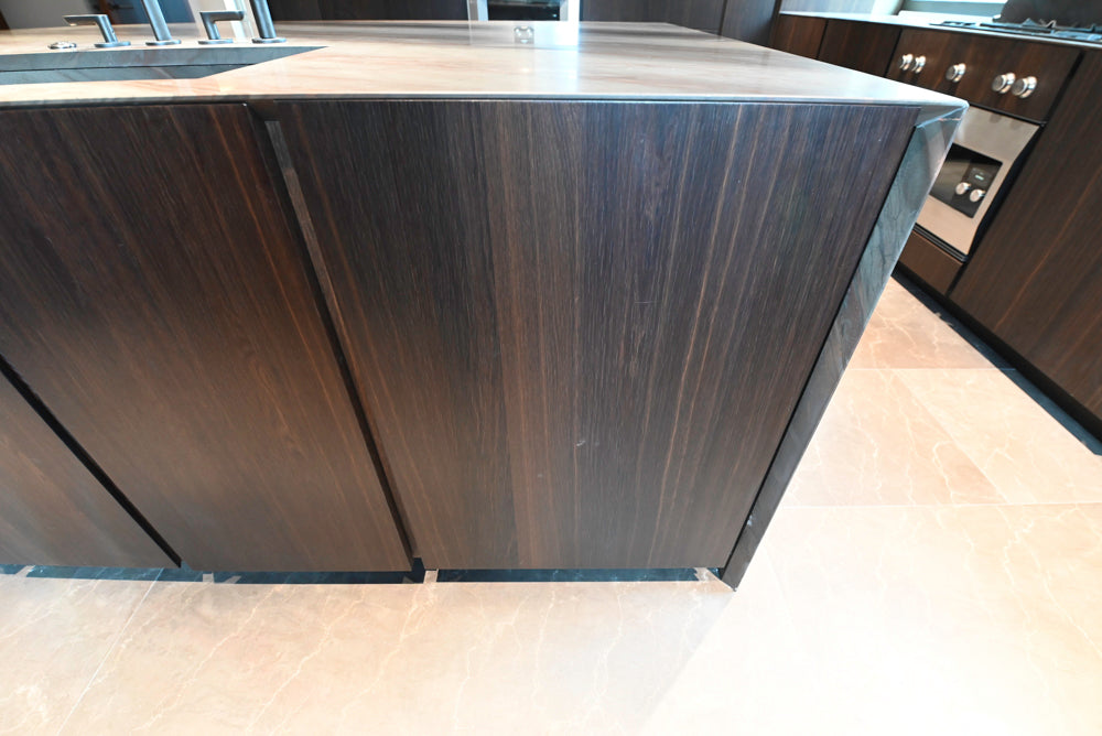 minotticucine Modern Classic Dark Brown Kitchen with Stone Countertops and Gaggenau Refrigerators