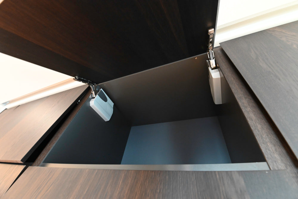 minotticucine Modern Classic Dark Brown Kitchen with Stone Countertops and Gaggenau Refrigerators