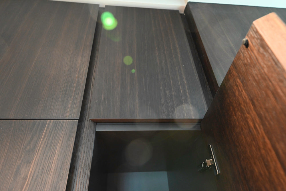 minotticucine Modern Classic Dark Brown Kitchen with Stone Countertops and Gaggenau Refrigerators