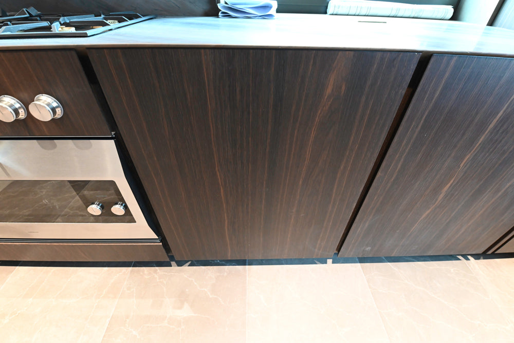 minotticucine Modern Classic Dark Brown Kitchen with Stone Countertops and Gaggenau Refrigerators