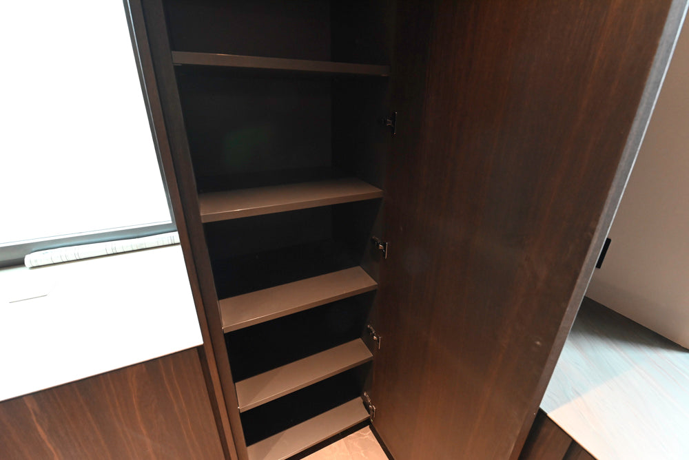 minotticucine Modern Classic Dark Brown Kitchen with Stone Countertops and Gaggenau Refrigerators