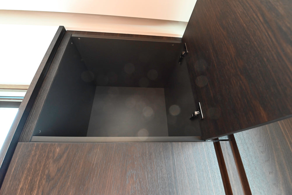 minotticucine Modern Classic Dark Brown Kitchen with Stone Countertops and Gaggenau Refrigerators