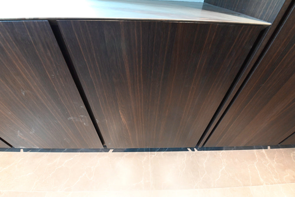 minotticucine Modern Classic Dark Brown Kitchen with Stone Countertops and Gaggenau Refrigerators