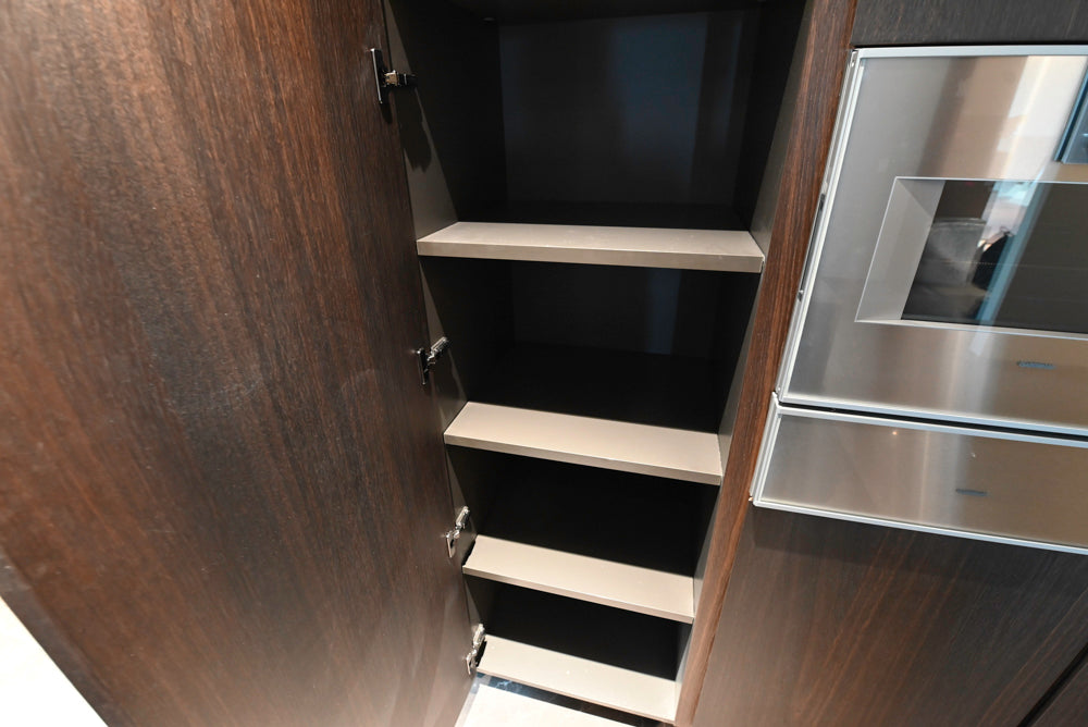 minotticucine Modern Classic Dark Brown Kitchen with Stone Countertops and Gaggenau Refrigerators