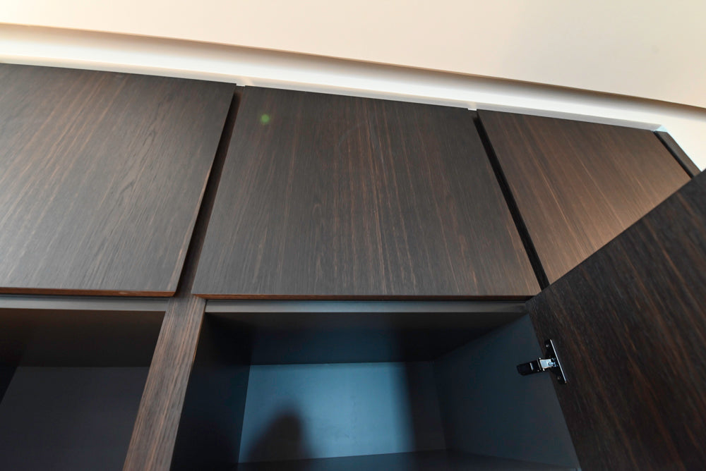 minotticucine Modern Classic Dark Brown Kitchen with Stone Countertops and Gaggenau Refrigerators