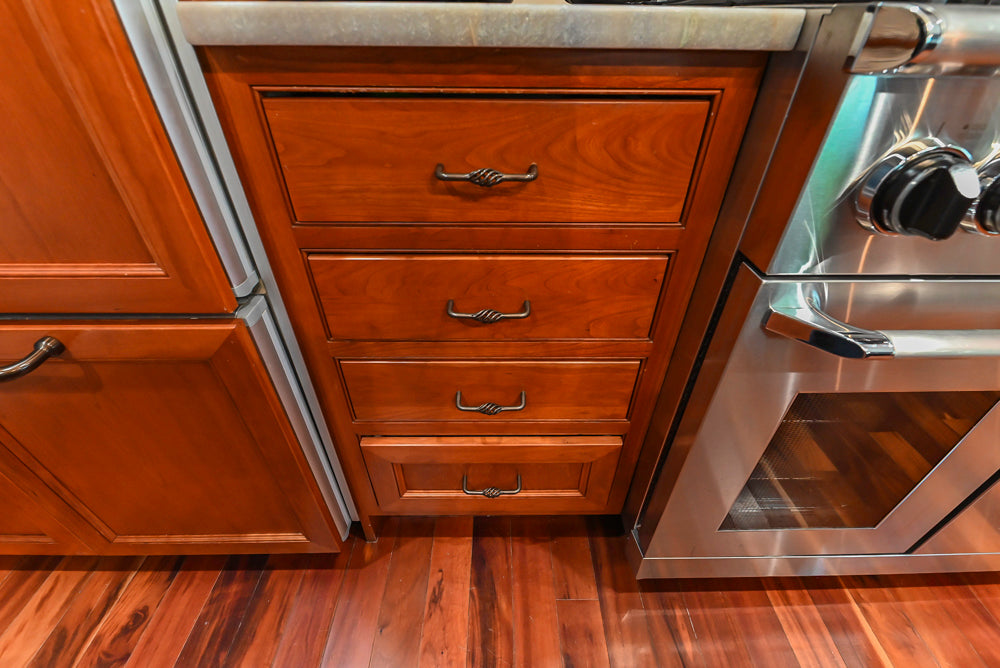 Plain & Fancy Traditional Wooden Kitchen with Island, Quartz Countertops & Appliances
