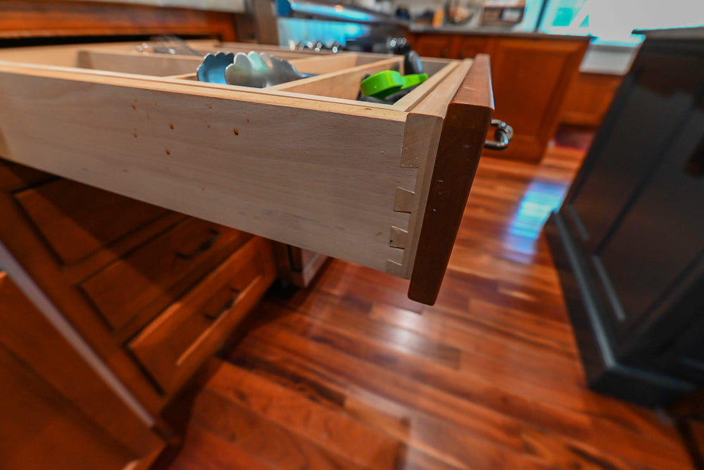 Plain & Fancy Traditional Wooden Kitchen with Island, Quartz Countertops & Appliances