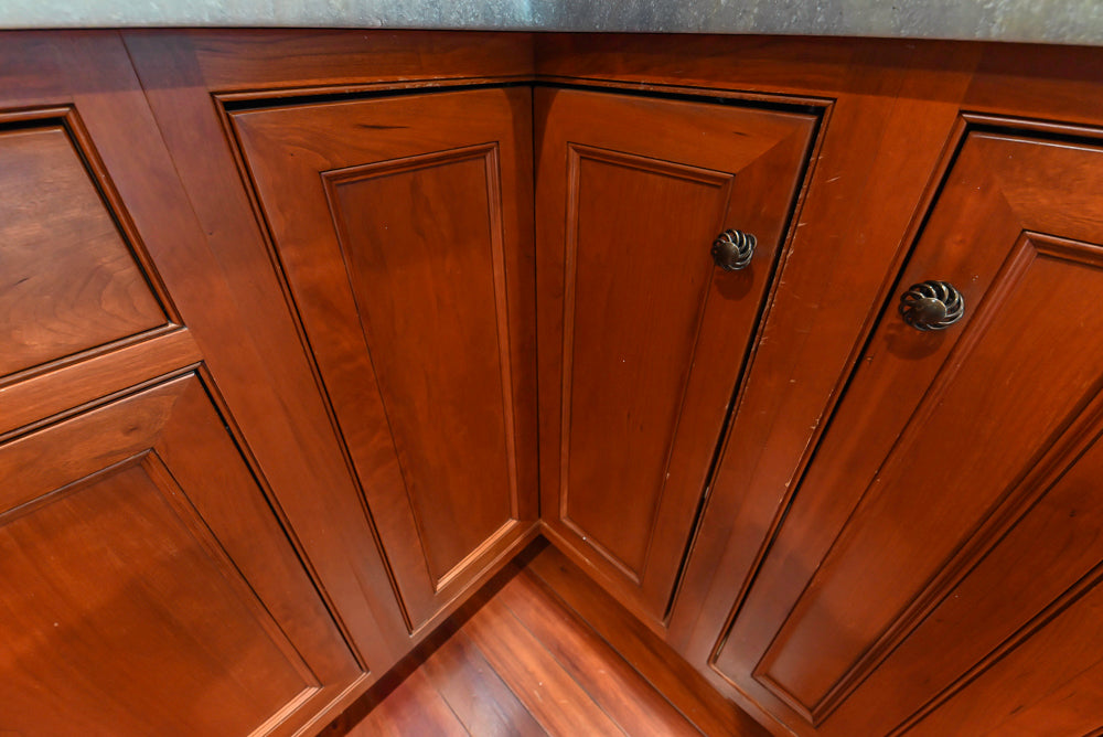 Plain & Fancy Traditional Wooden Kitchen with Island, Quartz Countertops & Appliances
