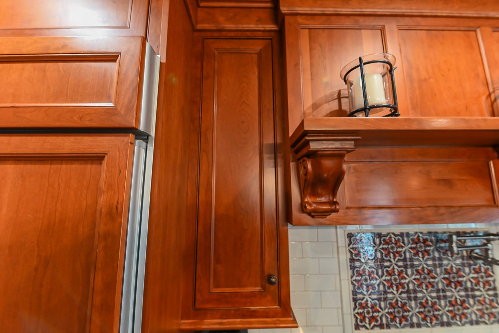 Plain & Fancy Traditional Wooden Kitchen with Island, Quartz Countertops & Appliances