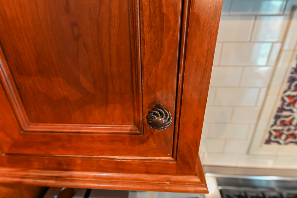 Plain & Fancy Traditional Wooden Kitchen with Island, Quartz Countertops & Appliances