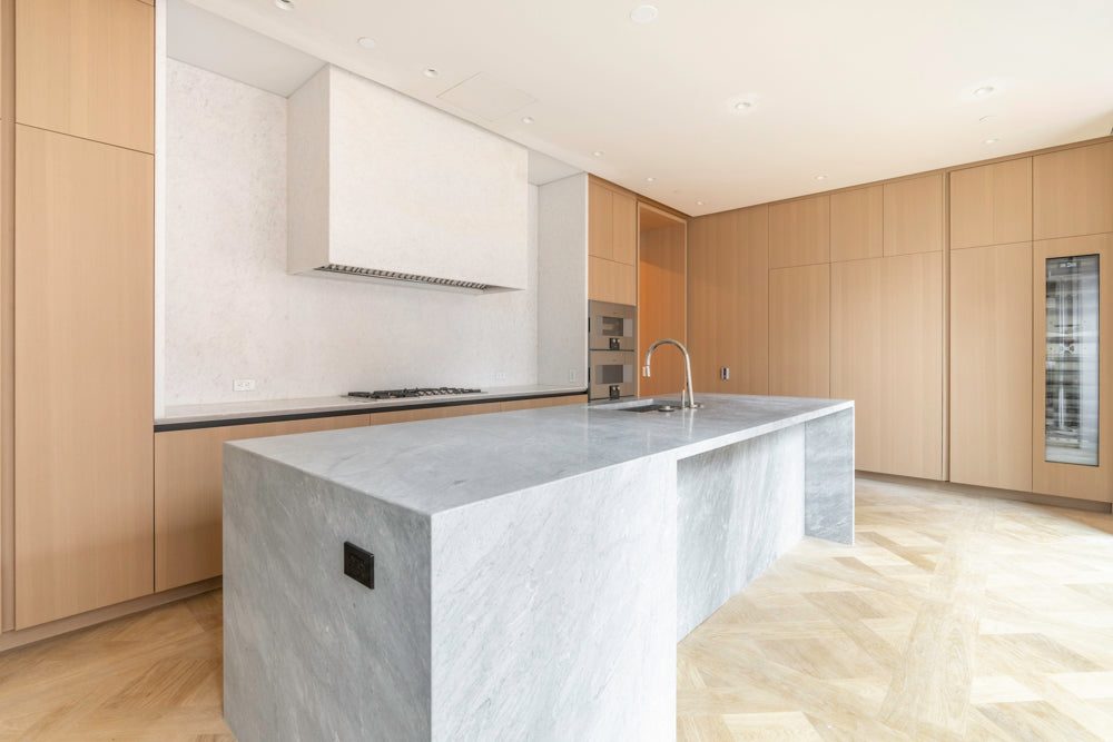 Molteni & C Dada Modern White Oak Kitchen with Marble Countertops & Gaggenau Appliances