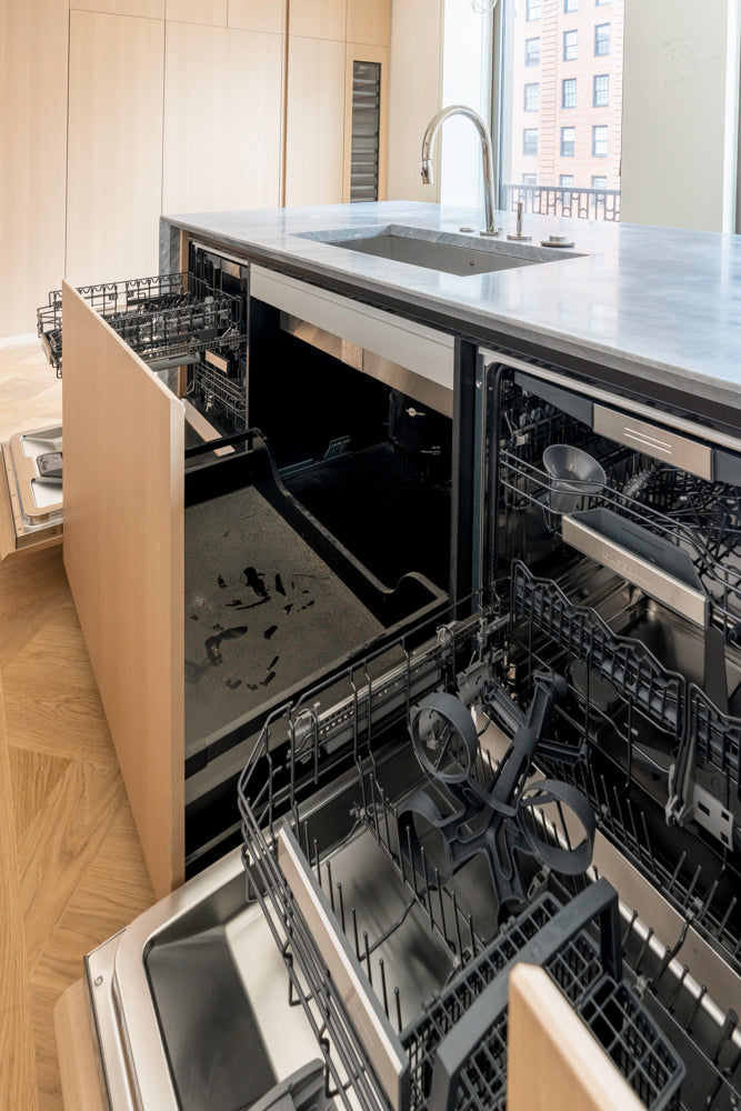 Molteni & C Dada Modern White Oak Kitchen with Marble Countertops & Gaggenau Appliances