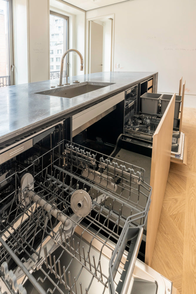 Molteni & C Dada Modern White Oak Kitchen with Marble Countertops & Gaggenau Appliances