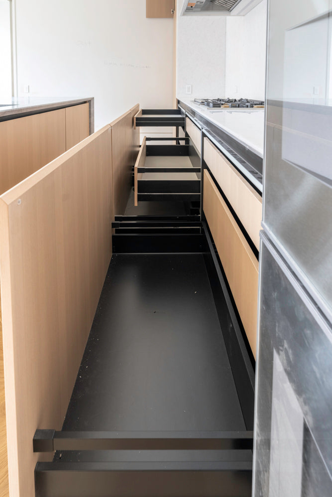 Molteni & C Dada Modern White Oak Kitchen with Marble Countertops & Gaggenau Appliances