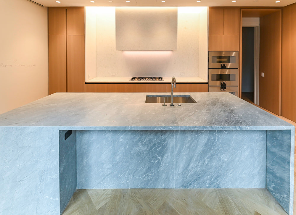 Molteni & C Dada Modern White Oak Kitchen with Marble Countertops & Gaggenau Appliances