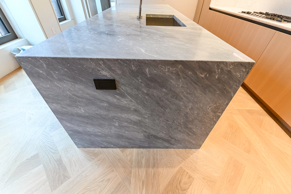 Molteni & C Dada Modern White Oak Kitchen with Marble Countertops & Gaggenau Appliances