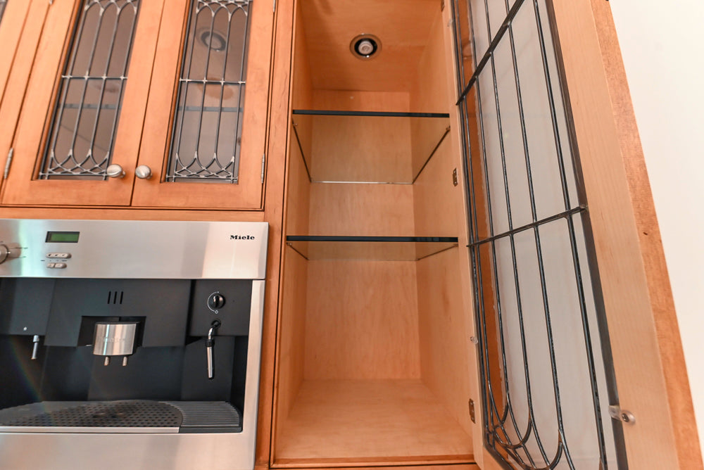 Traditional Wooden Butler's Pantry with Sub-Zero Wine Cooler & Desk Area