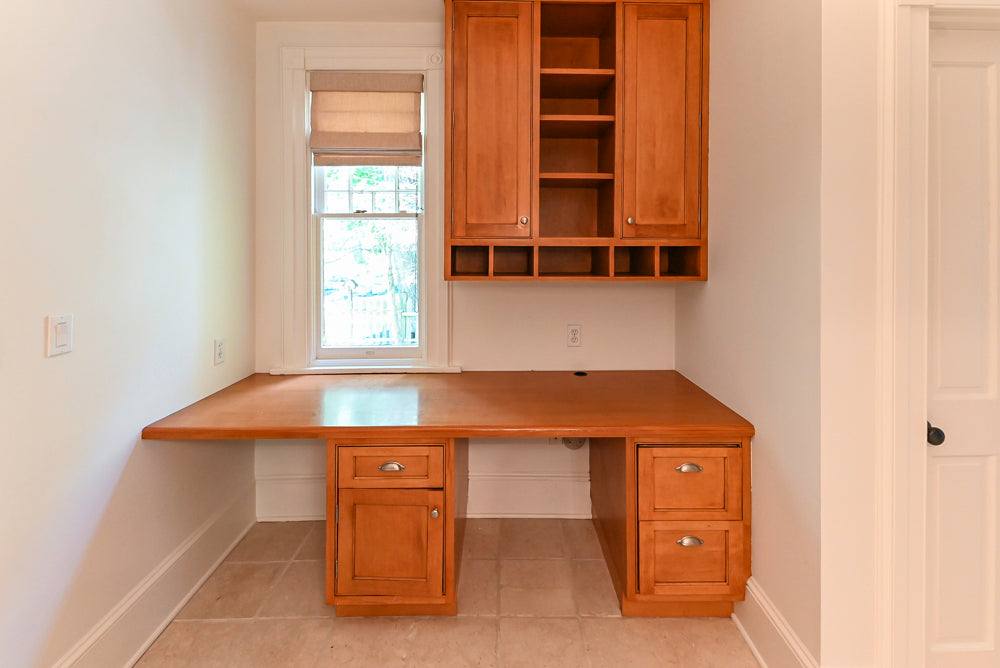 Traditional Wooden Butler's Pantry with Sub-Zero Wine Cooler & Desk Area