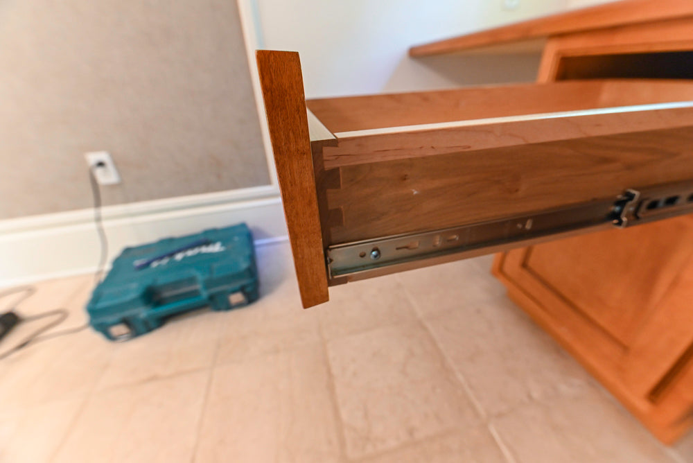 Traditional Wooden Butler's Pantry with Sub-Zero Wine Cooler & Desk Area