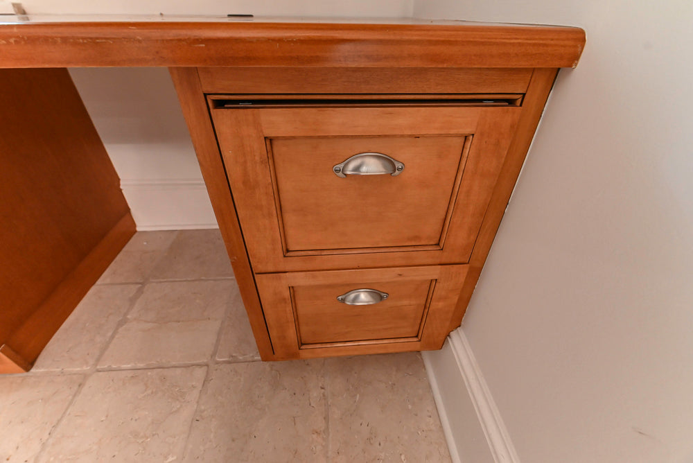 Traditional Wooden Butler's Pantry with Sub-Zero Wine Cooler & Desk Area