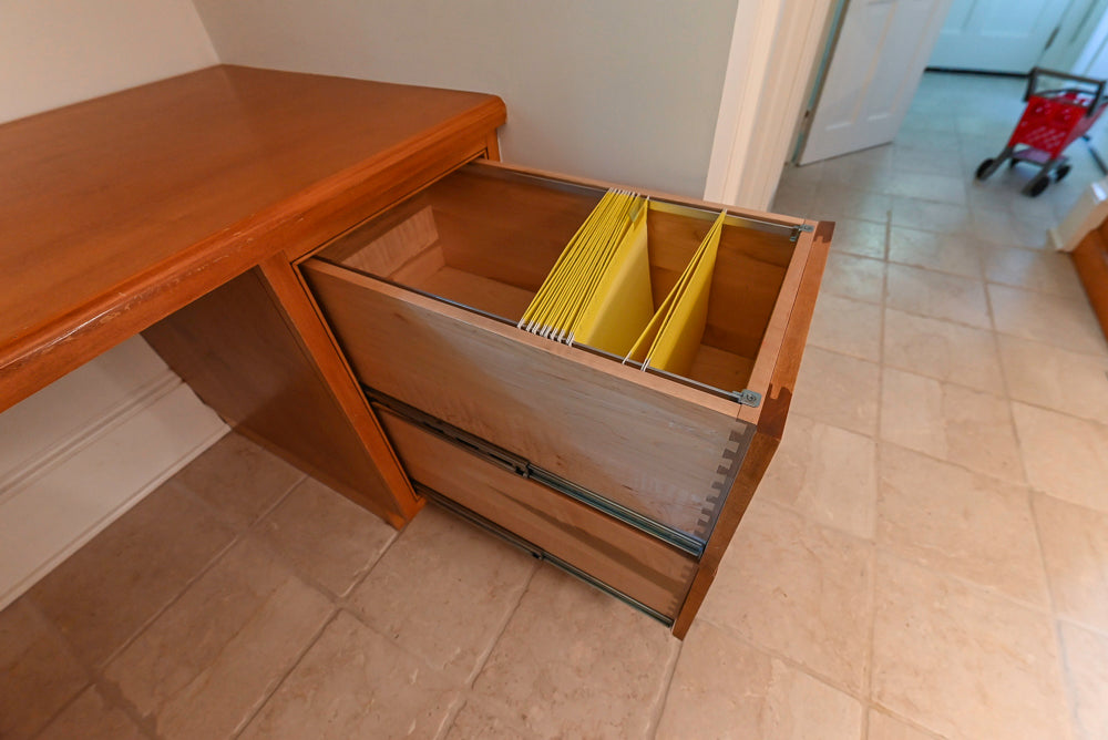 Traditional Wooden Butler's Pantry with Sub-Zero Wine Cooler & Desk Area
