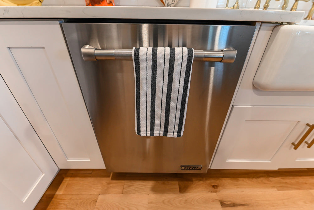 St. Martin Transitional White Kitchen with Island, White Quartz Countertops & JennAir Appliances