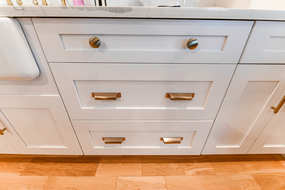 St. Martin Transitional White Kitchen with Island, White Quartz Countertops & JennAir Appliances