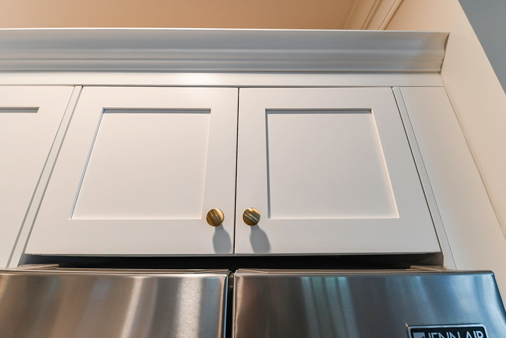 St. Martin Transitional White Kitchen with Island, White Quartz Countertops & JennAir Appliances