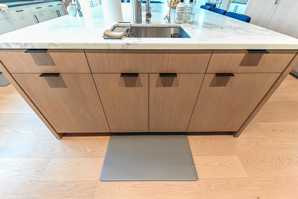 Custom Modern Two-Tone Kitchen with Marble Top Island and Sub-Zero & Wolf Appliances