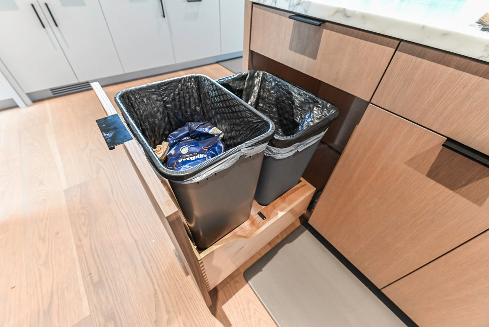Custom Modern Two-Tone Kitchen with Marble Top Island and Sub-Zero & Wolf Appliances