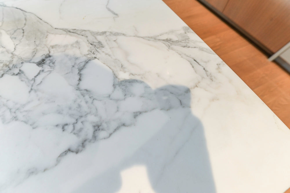 Custom Modern Two-Tone Kitchen with Marble Top Island and Sub-Zero & Wolf Appliances