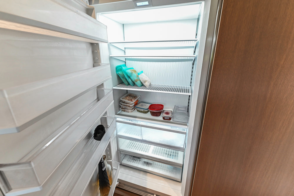 Custom Modern Two-Tone Kitchen with Marble Top Island and Sub-Zero & Wolf Appliances