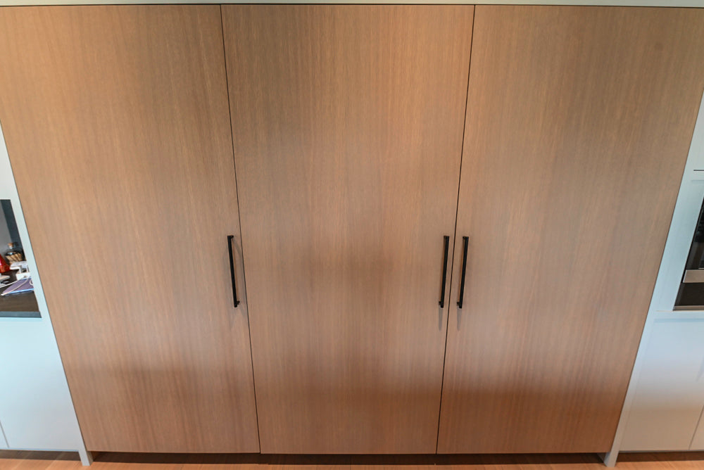 Custom Modern Two-Tone Kitchen with Marble Top Island and Sub-Zero & Wolf Appliances