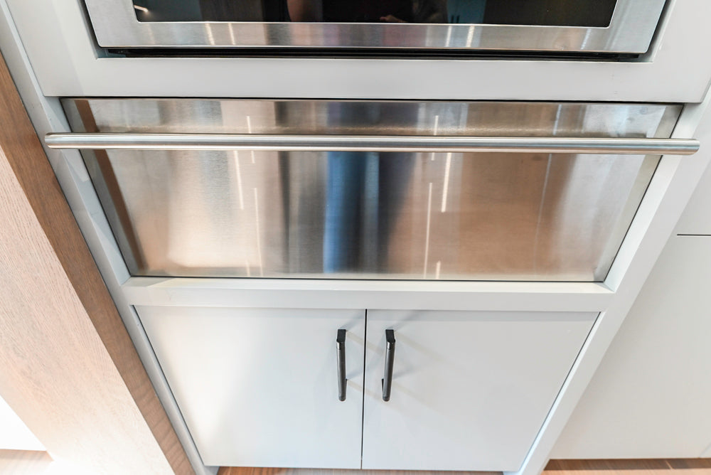 Custom Modern Two-Tone Kitchen with Marble Top Island and Sub-Zero & Wolf Appliances