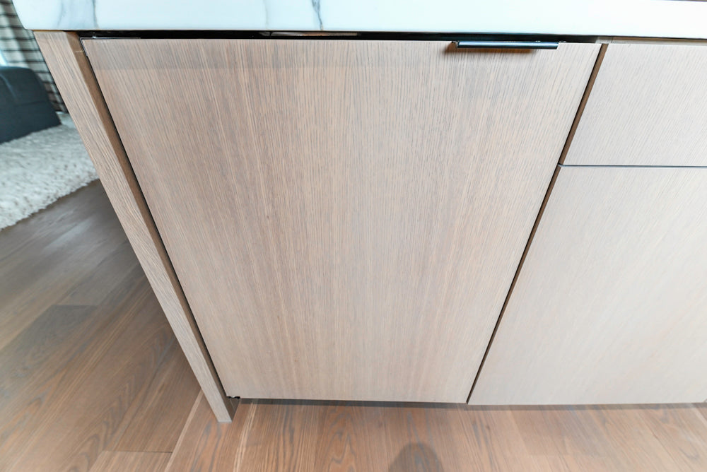 Custom Modern Two-Tone Kitchen with Marble Top Island and Sub-Zero & Wolf Appliances