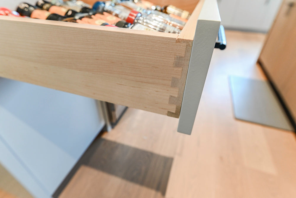 Custom Modern Two-Tone Kitchen with Marble Top Island and Sub-Zero & Wolf Appliances