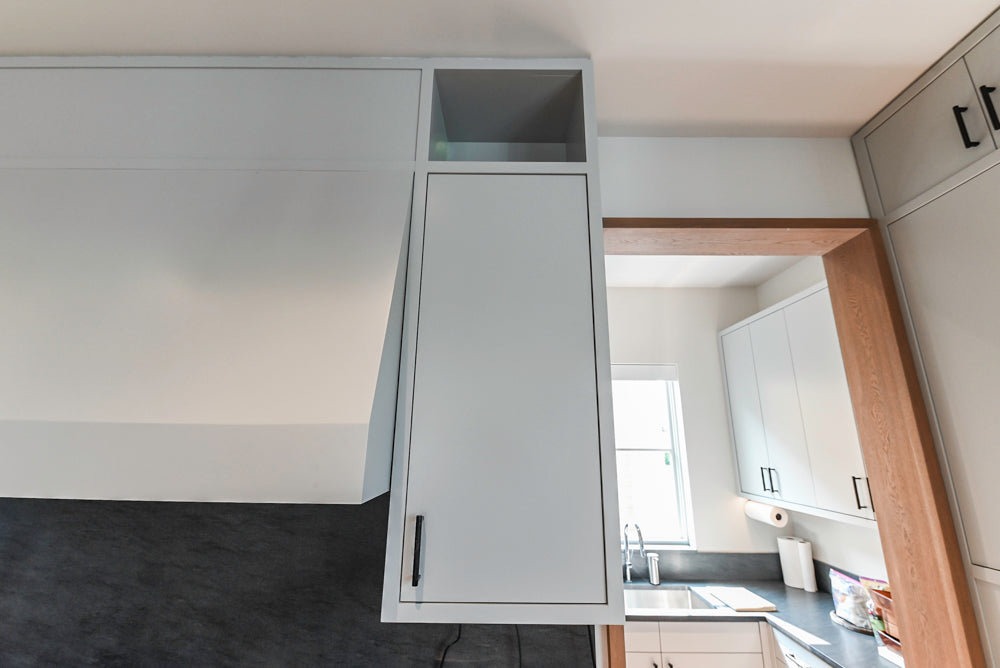 Custom Modern Two-Tone Kitchen with Marble Top Island and Sub-Zero & Wolf Appliances