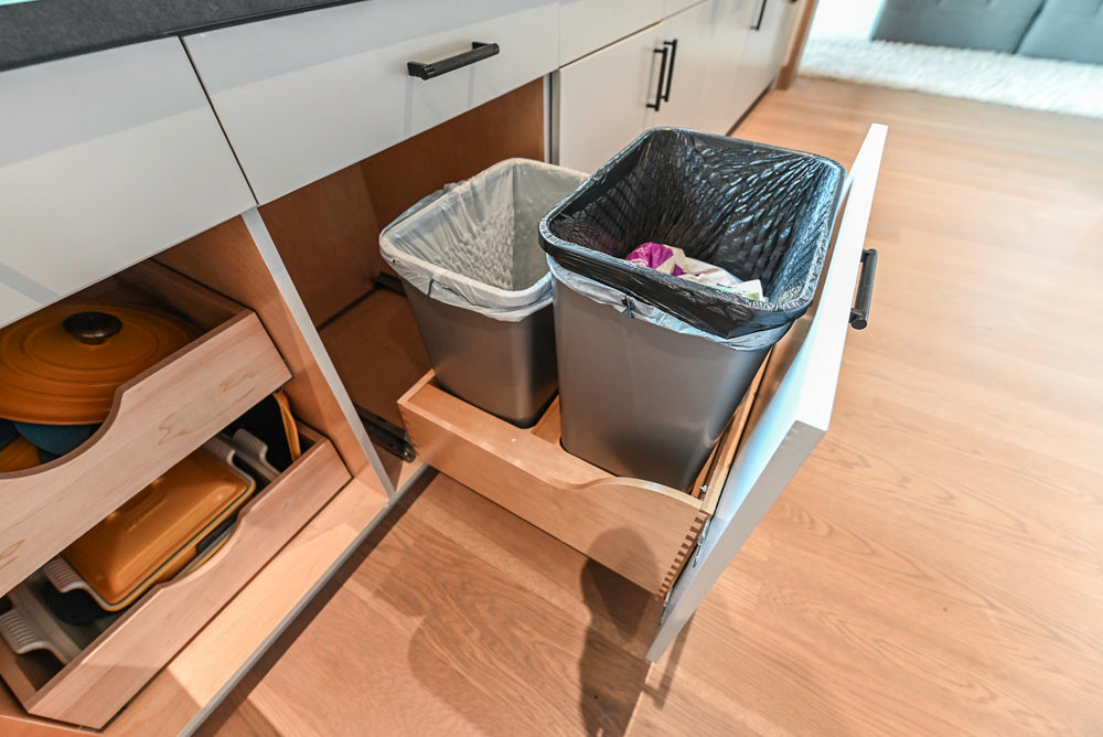 Custom Modern Two-Tone Kitchen with Marble Top Island and Sub-Zero & Wolf Appliances