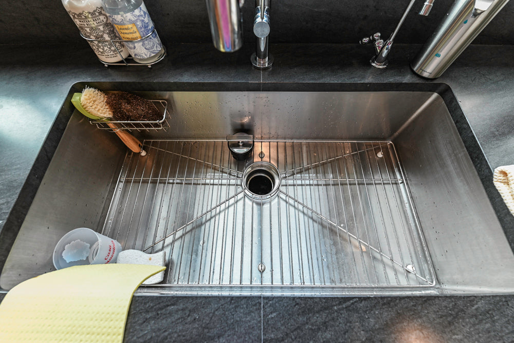 Custom Modern Two-Tone Kitchen with Marble Top Island and Sub-Zero & Wolf Appliances