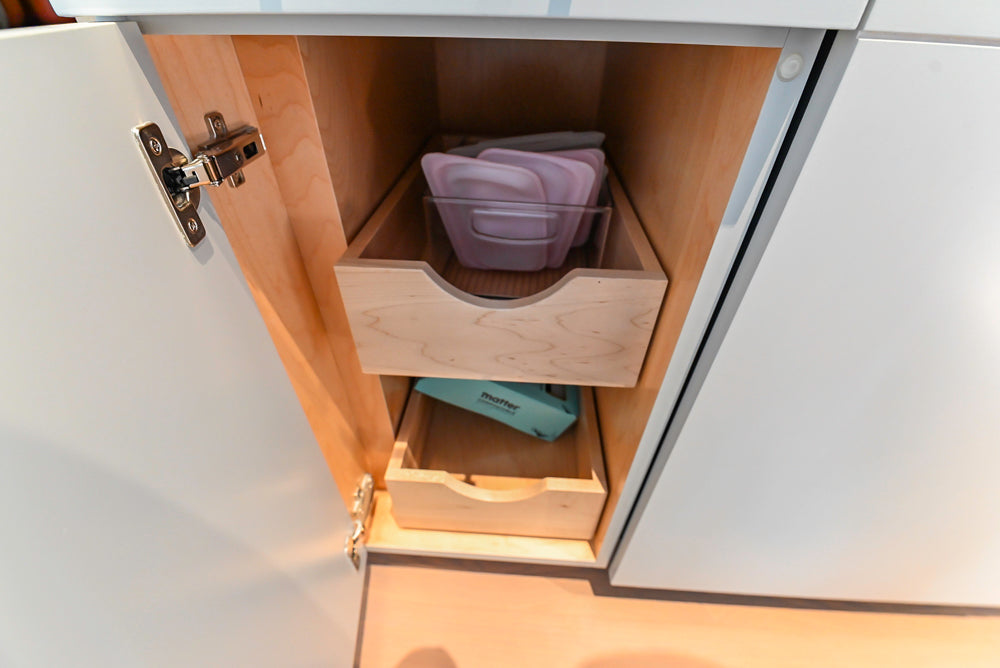 Custom Modern White Butler's Pantry with Stone Countertops & Sink