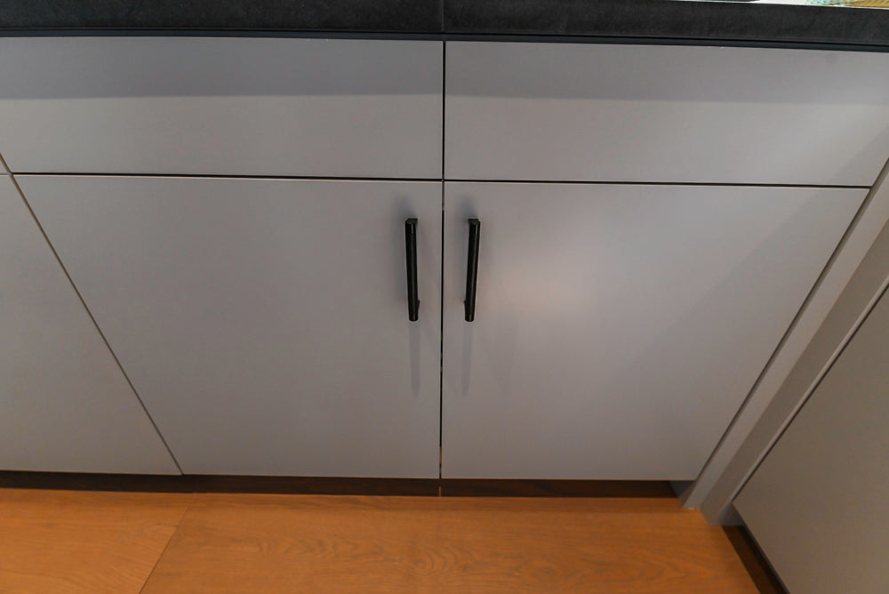 Custom Modern White Butler's Pantry with Stone Countertops & Sink