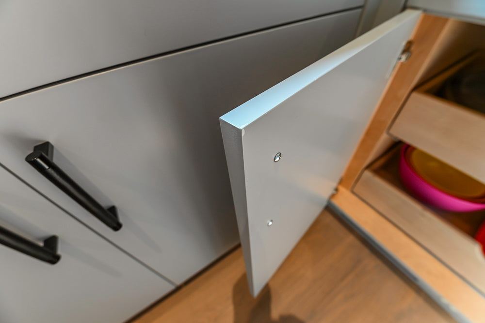 Custom Modern White Butler's Pantry with Stone Countertops & Sink
