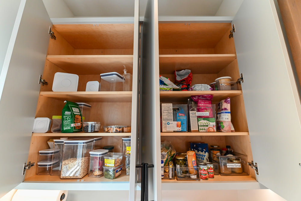 Custom Modern White Butler's Pantry with Stone Countertops & Sink