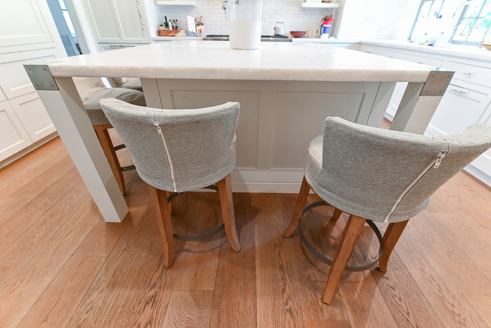 Ciuffo Cabinetry Transitional White Kitchen with Marble Countertops and Thermador Appliances