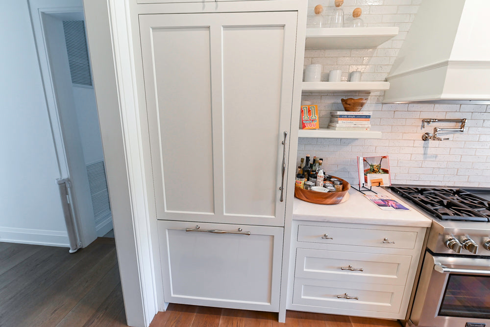 Ciuffo Cabinetry Transitional White Kitchen with Marble Countertops and Thermador Appliances