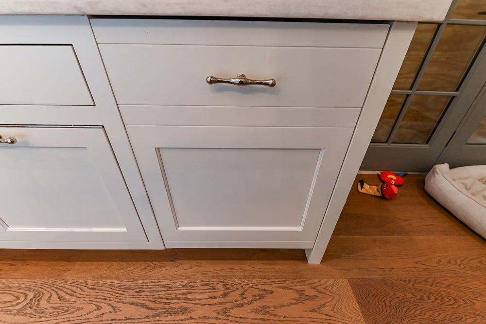Ciuffo Cabinetry Transitional White Kitchen with Marble Countertops and Thermador Appliances