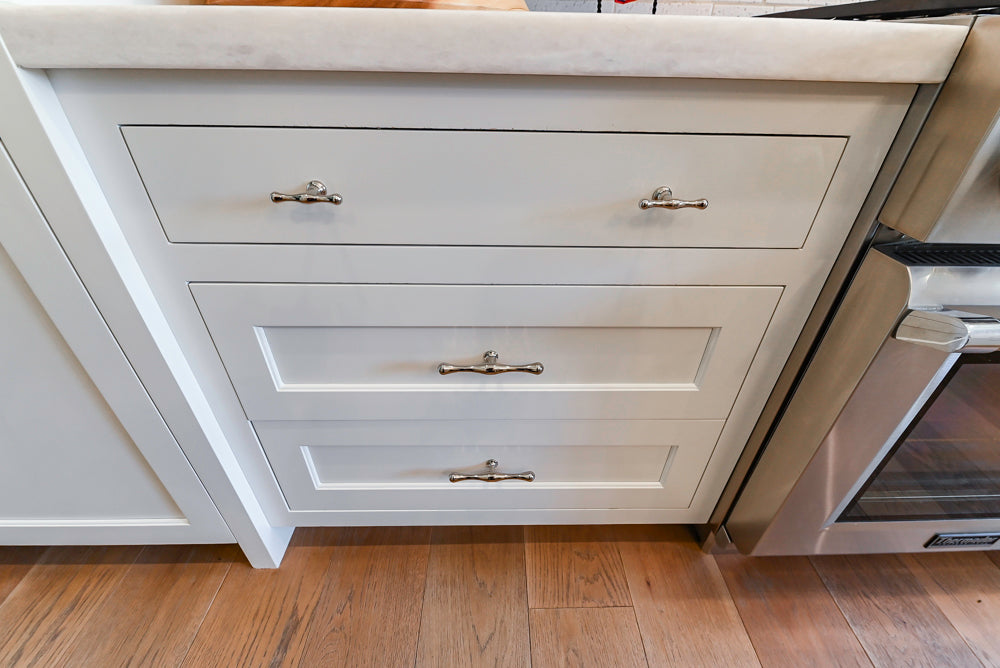 Ciuffo Cabinetry Transitional White Kitchen with Marble Countertops and Thermador Appliances