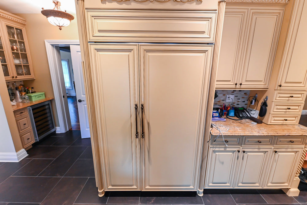 Custom Traditional Cream Kitchen with Island, Butler's Pantry and Viking Appliances